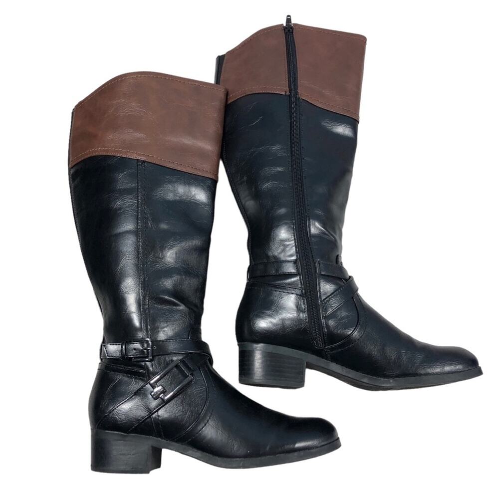 Unisa Faux leather zip up black/brown boots 7.5
